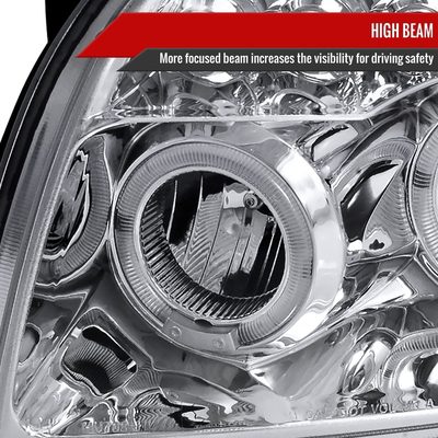 2007-2012 Dodge Caliber Dual Halo Projector Headlights Chrome/Clear Lens