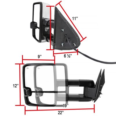 2002-2007 Chevy Silverado/Tahoe/Sierra/Yukon Heated Towing Mirrors Smoke Lens