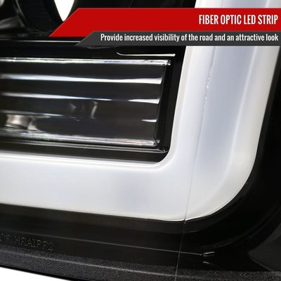 2011-2016 F-250/350/450/550 LED C-Bar Projector Headlights Jet Black/Clear