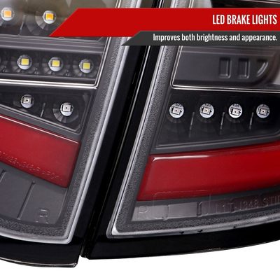 2008-2014 Subaru Impreza WRX Hatchback LED Red Tube Tail Lights Matt Black