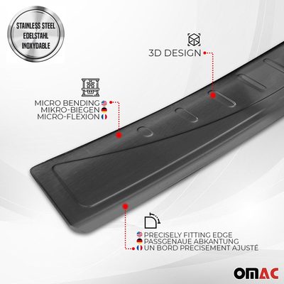 2015-2024 Jeep Renegade Rear Bumper Sill Cover Protector Steel Brushed Dark