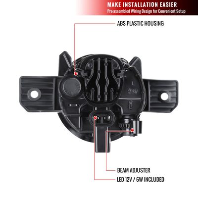 2019-2021 Nissan Altima 12v/6w LED Fog Lights Kit Chrome Housing/Clear Lens