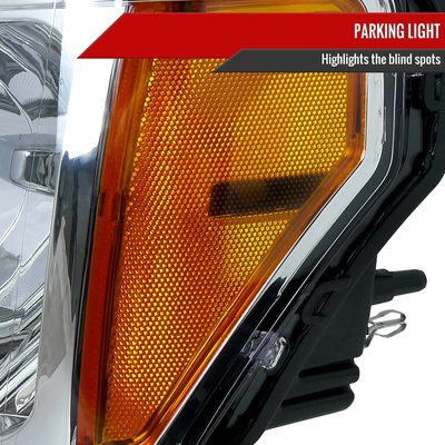 2009-2014 Ford F-150 Factory Crystal Headlights w/Amber Reflector Chrome/Clear