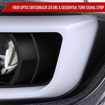 For Chevrolet Camaro 2016-2018 LED Strip Projector Headlights Turn Signal Lights Matte Black Housing Clear Lens