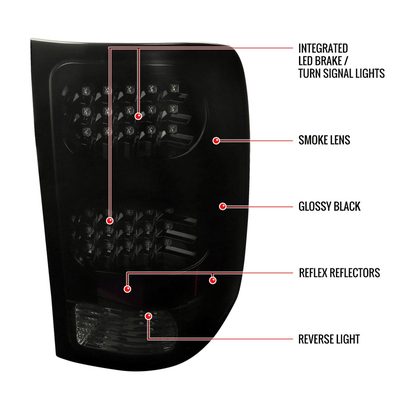 2007-2014 GMC Sierra LED Tail Lights Glossy Black Housing/Smoke Lens