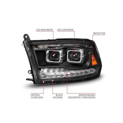 Anzo Black Sequential Signal DRL Projector Headlights 111595