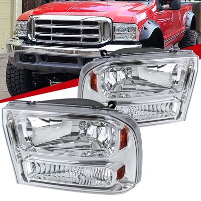 1999-2004 Ford Excursion F-250/350/450/550 Crystal Headlights Chrome/Clear