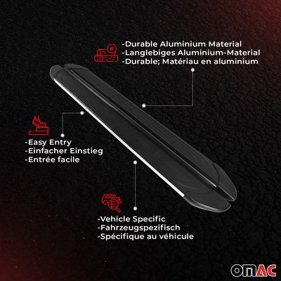 2019-2023 Ford Ranger Double Cab Running Boards Side Steps Silver & Black