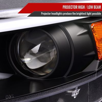 2015-2017 Ford Mustang HID-Type LED Turn Signal Projector Headlights Black