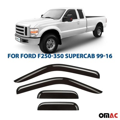 Clim Art Wind Deflectors for Ford F250 Super Duty 1999-2016 SuperCab Smoke 4 Pcs