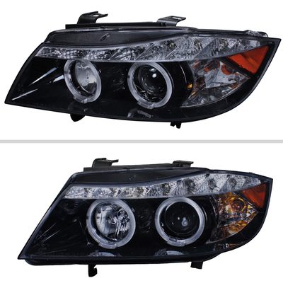 2006-2008 BMW E90 3 Series Sedan Dual Halo Projector Headlights LED Smoke