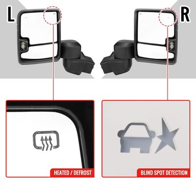 2020-2024 Chevy Silverado /Sierra 2500HD/3500HD Heated Towing Mirrors Smoke