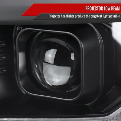 2014-2015 Chevy Silverado 1500 LED Bar Projector Headlights Black/Black Trim