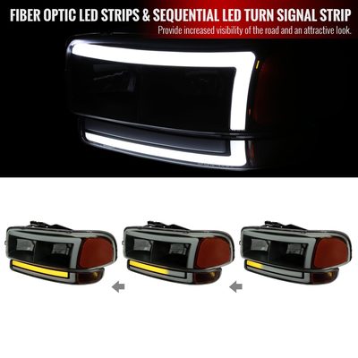 1999-2006 GMC Sierra/Yukon/Yukon XL Headlights&Signal Bumper Lights Smoke