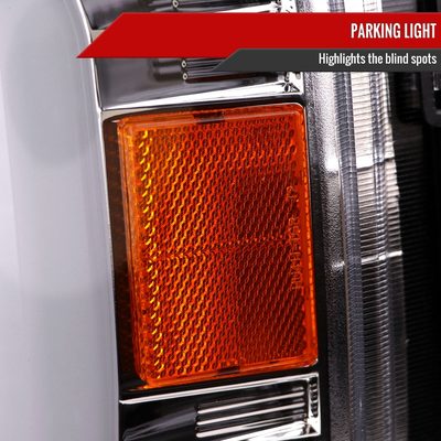2008-2010 Ford F-250/350/450/550 LED Signal Bar Projector Headlights Chrome