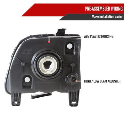 2005-2009 Ford Mustang Factory Style Headlights Matte Black/Light Smoke Lens