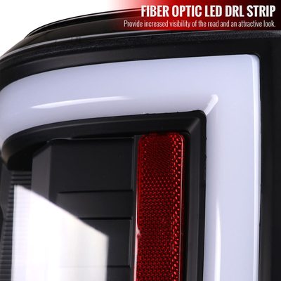 2017-2019 Ford F-250/350/450/550 White LED Bar Tail Lights Matt Black/Clear
