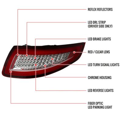 2005-2008 Porsche 911 997 Carrera / 911 997 GT3 LED Tail Lights Chrome/Red