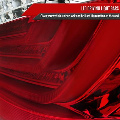 2008-2010 BMW E60 5 Series Sedan LED Tail Lights Chrome Housing/Red Lens