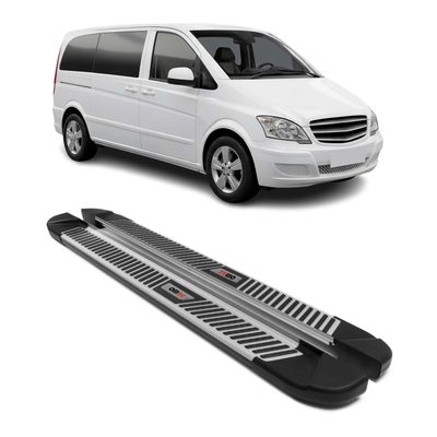 2016-2024 Mercedes Metris Short Running Boards Side Steps Silver & Black