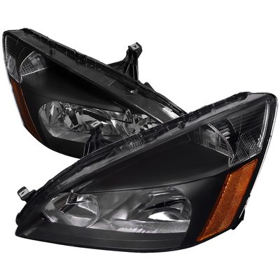 2003-2007 Honda Accord Factory Headlights w/Amber Reflector Matt Black/Clear