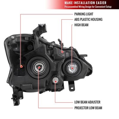 2013-2015 Nissan Altima Sedan Projector Headlights Chrome Housing/Smoke Lens
