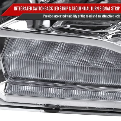 2009-2018 Dodge RAM 1500 / RAM 2500 3500 LED Bar Headlights Chrome