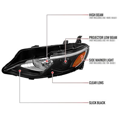 2019-2024 Chevy Malibu Factory Style Projector Headlights Glossy Black/Clear
