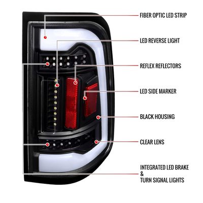 2019-2024 Dodge RAM 1500 LED Tail Lights Matte Black Housing/Clear Lens