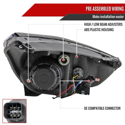 2010-2013 Hyundai Tucson Projector Headlights LED Light Strip Matt Black/Clear