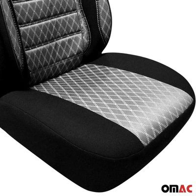 OMAC Universal Semi Custom Front Car Seat Cover Protector Gray-Black Polycotton