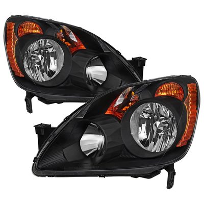 2005-2006 Honda CR-V Factory JP Headlights w/Amber Reflectors Matt Black/Clear