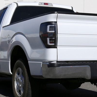 2009-2014 Ford F-150 LED Tail Lights with LED Bar Matte Black/Clear Lens