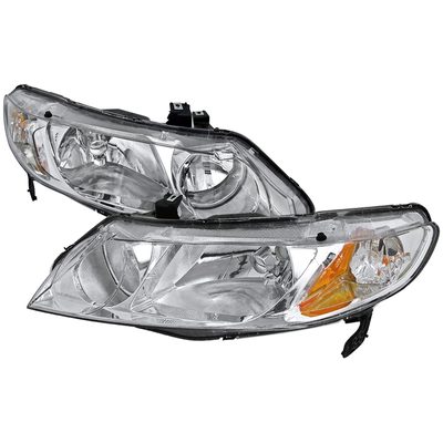 2006-2011 Honda Civic Sedan Crystal Headlights Chrome Housing/Clear Lens