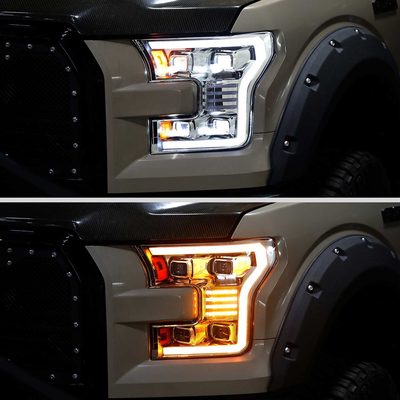 For Ford F-150 2015-2017 LED Projector Headlights Switchback Sequential Turn Signal DRL Chrome