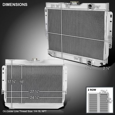 1959-1965 Chevy Impala Bel Air Chevelle Alu 2-Row Performance Radiator