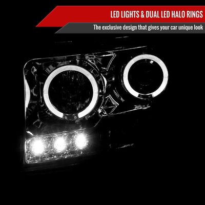 2006-2008 Dodge RAM 1500/ 06-2009 RAM 2500 3500 Dual Halo Headlights Chrome