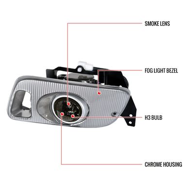 1992-1995 Honda Civic Coupe/Hatchback H3 Fog Lights Kit Chrome/Smoke Lens