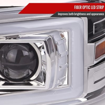 2000-2006 GMC Sierra/Denali/Yukon LED Strip Projector Headlights Chrome/Clear