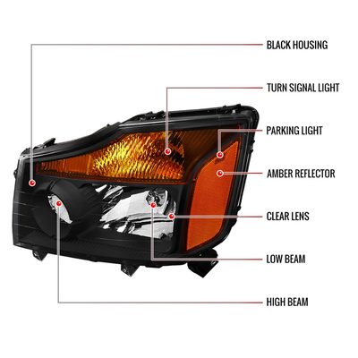 2004-2015 Nissan Titan/ 04-2007 Armada Factory Headlights Amber Reflectors Black