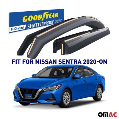 Goodyear Wind Deflectors for Nissan Sentra 2020-2025 Tape-On Premium Smoke 4 pcs