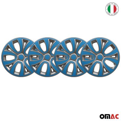 ColorFlex Hub Caps Wheel Cover 16" Gray & Blue Full Set 4 pcs.