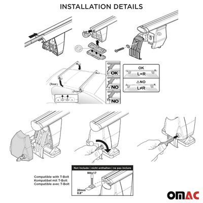 2016-2021 Hyundai Tucson Roof Rack Cross Bars Black