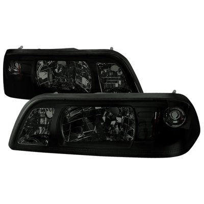 1987-1993 Ford Mustang Crystal Headlights Chrome Housing/Smoke Lens