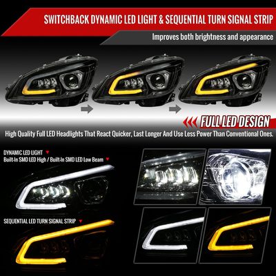 2008-2011 Mercedes Benz W204 C-Class Full LED Projector Headlights Smoke