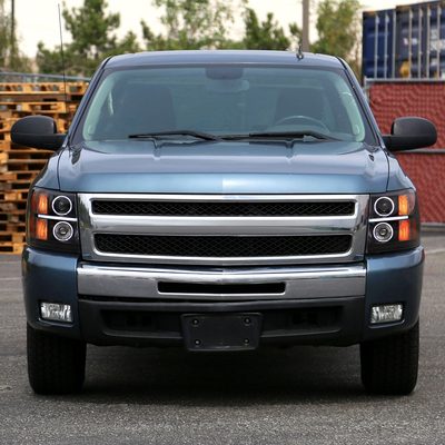 2007-2013 Chevy Silverado 1500 2500 3500 LED Dual Halo Headlights Black