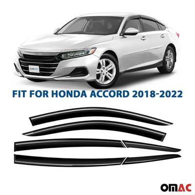 Clim Art Wind Deflectors for Honda Accord 2018-2022 Shatterproof Tape-On Dark 6x