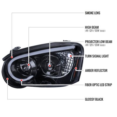 2004-2005 Subaru Impreza WRX/STI Outback Projector Headlights LED Light Smoke