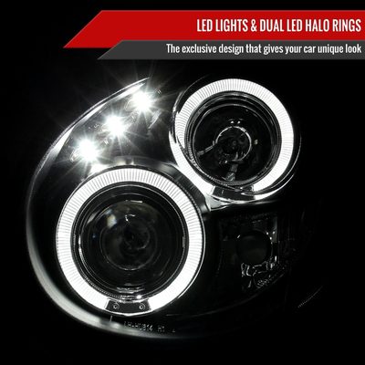 2002-2003 Subaru Impreza Dual Halo Bug Eye Projector Headlights Matt Black