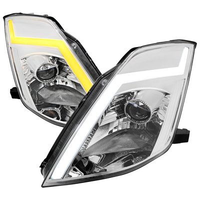 2003-2005 Nissan 350Z Signal Animated LED Bar Projector Headlights Chrome